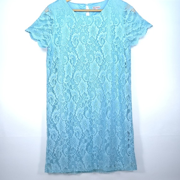 VTG Juicy Couture Demure Lace Sheath Dress Women's Large Fairy Romantic Coquette - Picture 1 of 15